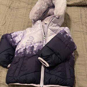 Purple and lavender Puffer Jacket with Hood 2T